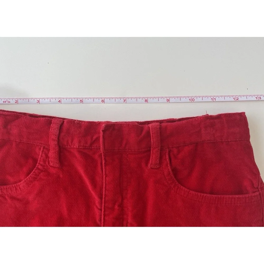 VTG Gap Kids Size 10 Red 98%‎ Cotton Velvet Skirt Fitted Embroidered Flower